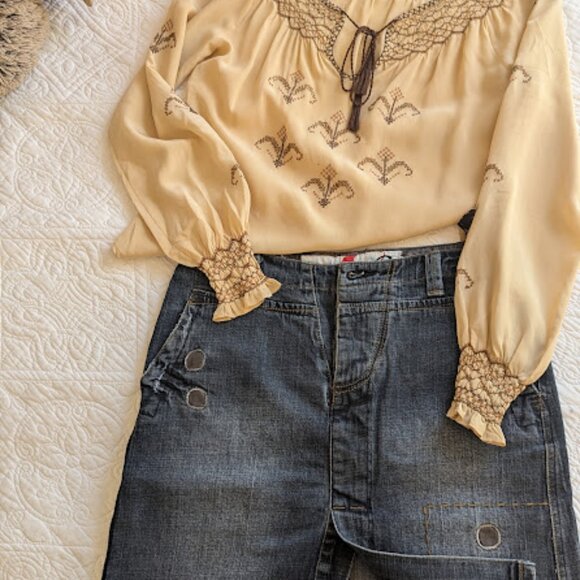 Denim skirt w Leather details- Made in Italy Size Small - Picture 7 of 16